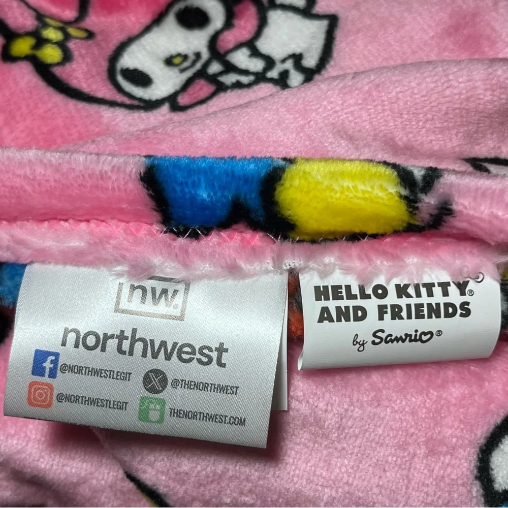 Hello Kitty And Friends Pink Plush Throw Blanket Twin Size